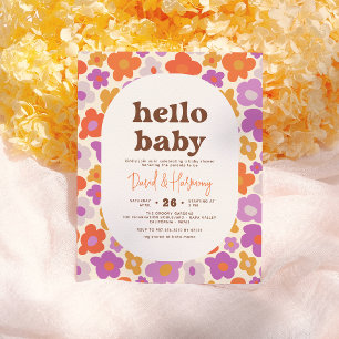 Papier Budget Hello Baby Retro Orange Daisy Baby shower