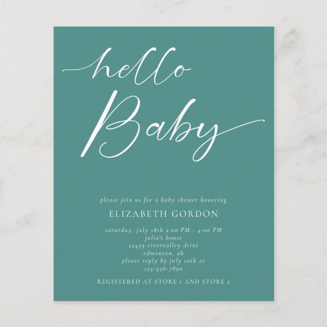 Papier Budget Hello Baby shower minimal genre neutre (Devant)