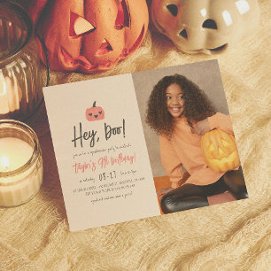 Papier Budget Hey Boo Halloween Boho Girl Birthday Photo