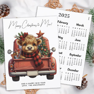 Papier Budget Highland Cow 2025 Calendrier Camion Noël