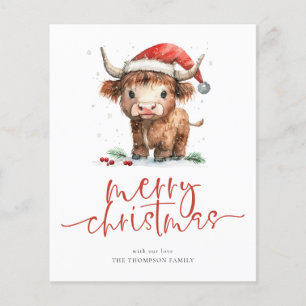 Papier Budget Highland Cow 2025 Calendrier Joyeux Noël