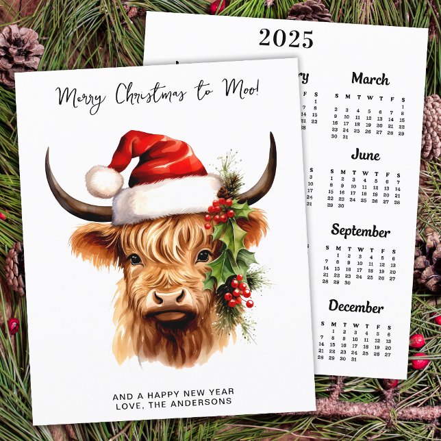 Papier Budget Highland Cow 2025 Calendrier Joyeux Noël (Créateur téléchargé)