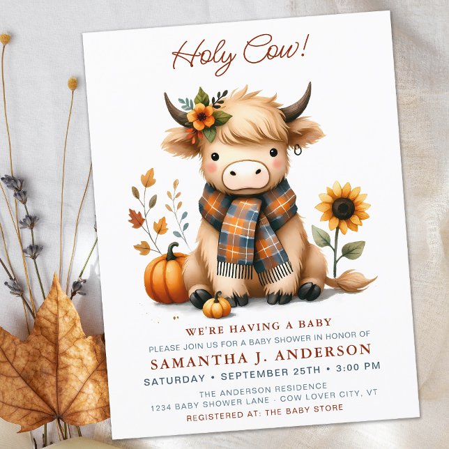 Papier Budget Highland Cow Automne Calf Baby shower Invit (Créateur téléchargé)