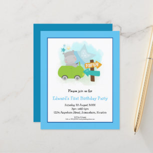 Papier Budget Hippo Toddler 1er Anniversaire Fête Invitat
