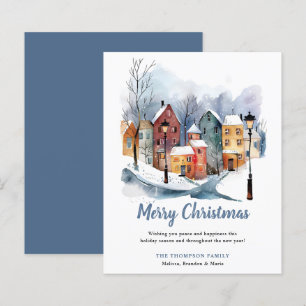 Papier BUDGET Hiver Aquarelle Maisons Noël Salutation