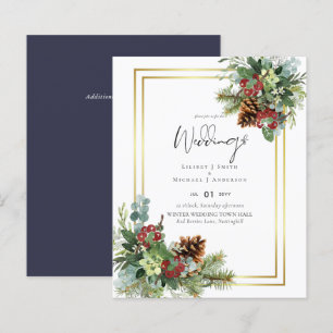 Papier BUDGET Hiver Baies rouges Pine Cônes Mariage