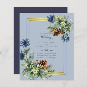 Papier BUDGET Hiver Bleu Chardon Mariage Invite
