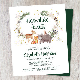 Papier Budget Hiver Bois Animaux Baby shower Invitation