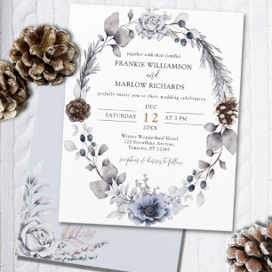 Papier Budget Hiver Pine Cône Faire-part de mariage flora