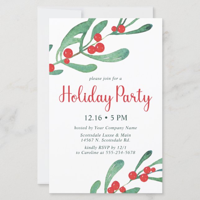 Papier Budget Holly Company Fête Invitation (Devant)