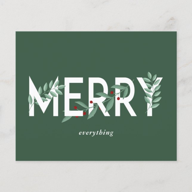 Papier Budget Holly Merry Tout Green Holiday Card (Devant)