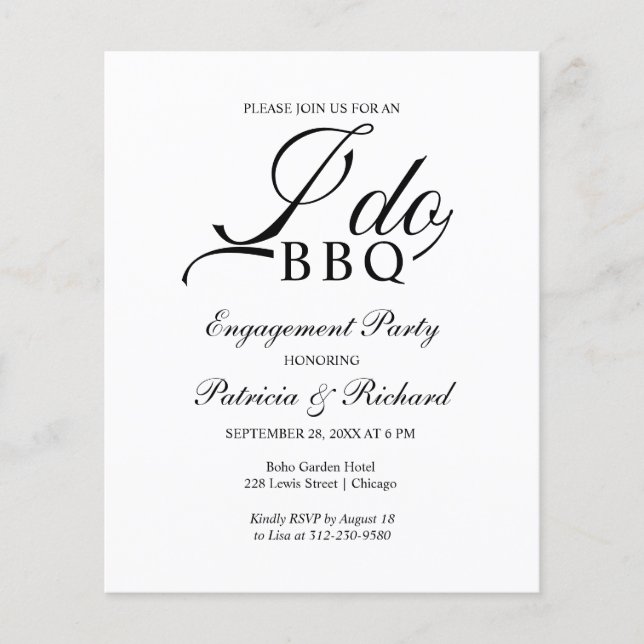 Papier Budget I DO BBQ Engagement Invitations de la parti (Devant)