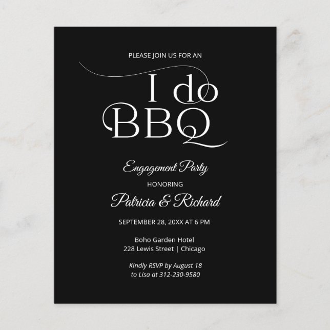 Papier Budget I DO BBQ Engagement Party Invitation (Devant)