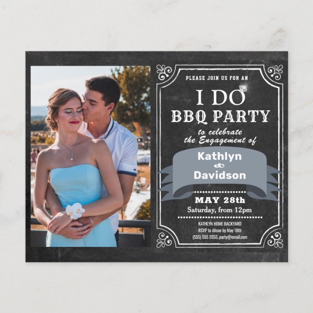 Papier BUDGET I DO Fiançailles Photo BBQ Party Invitation (Devant)