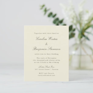Papier Budget Ivory Olive Élégant Mariage Invitation