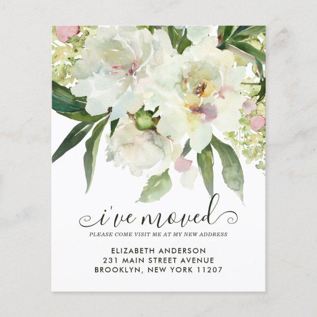 Papier Budget J'ai déménagé Floral Botanical Peony Moving (Devant)