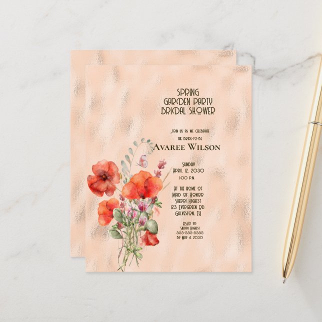 Papier BUDGET Jardin Fête des mariées (Devant/Arrière en situation)