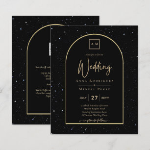Papier BUDGET Jet BLACK OR étoile Nuit étoilée INVITE