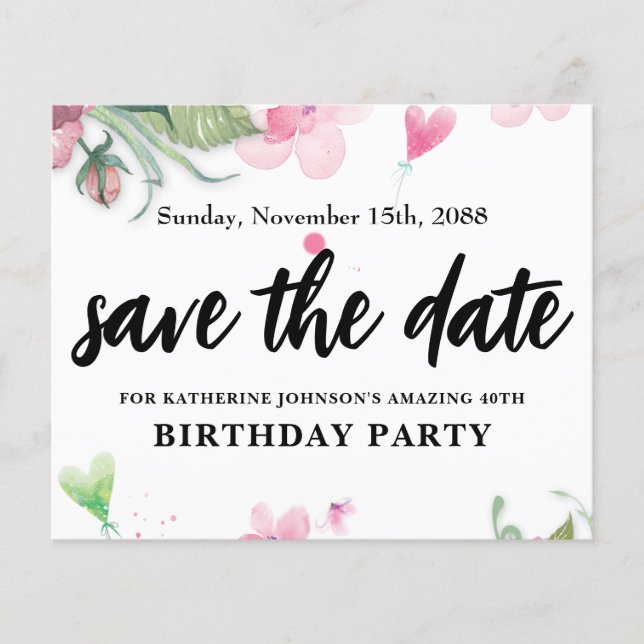 Papier Budget, joli anniversaire floral Enregistrer la da (Devant)