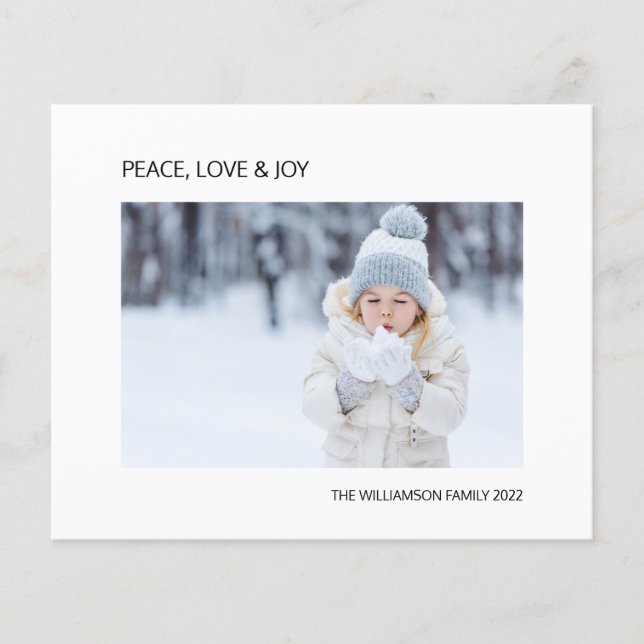 Papier Budget Joy Peace Love Photo Christmas Holiday Card (Devant)