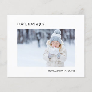 Papier Budget Joy Peace Love Photo Christmas Holiday Card