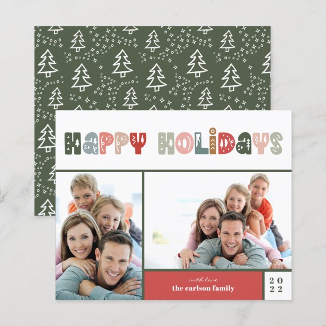 Papier Budget Joyeuses Fêtes de Noël Photo Holiday Card (Devant / Derrière)
