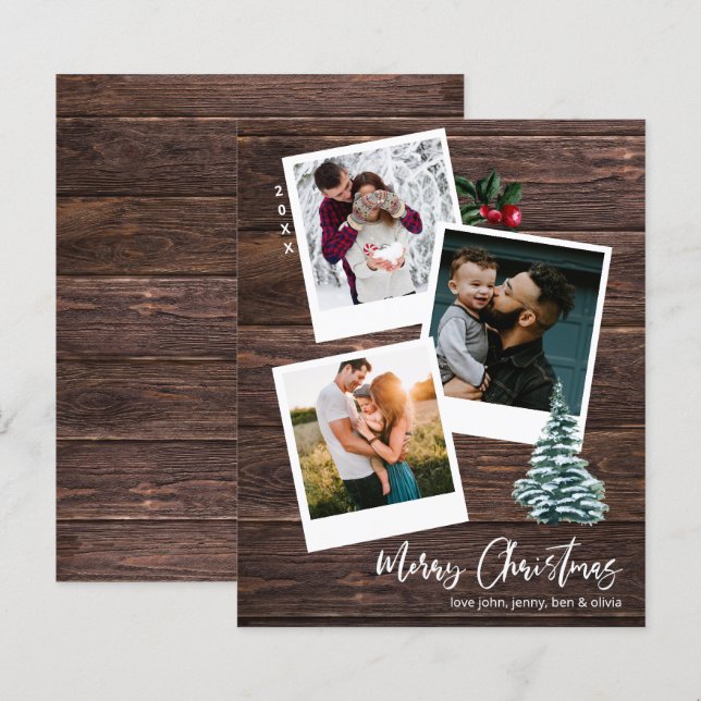 Papier Budget Joyeux Noël 3 Instantané photo Rustique (Devant / Derrière)