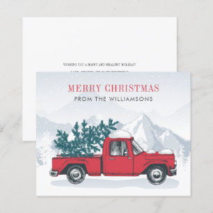 Papier Budget Joyeux Noël Aquarelle Camion rouge