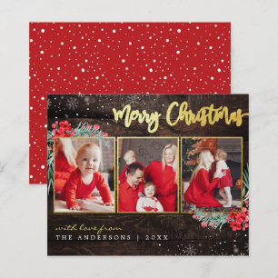 Papier Budget Joyeux Noël Gold Wood 3 Photo Collage