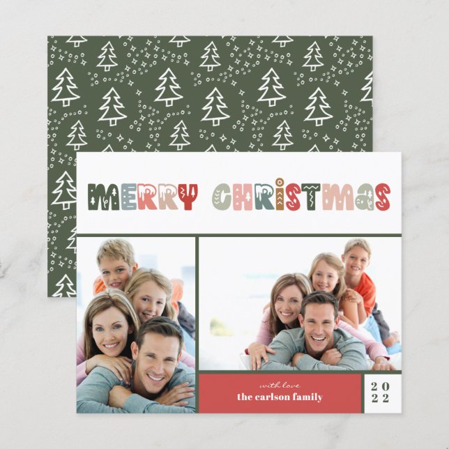Papier Budget Joyeux Noël Photo Holiday Card (Devant / Derrière)