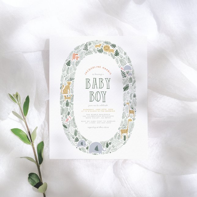 Papier Budget Jungle Safari Animaux Baby Boy Baby shower (Créateur téléchargé)