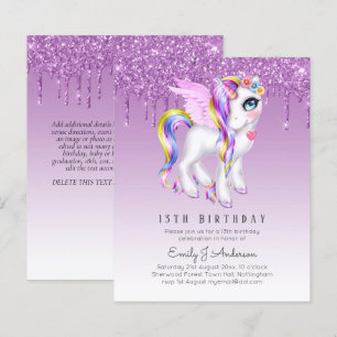 Papier BUDGET Kids Birthday Invite Purple Unicorn