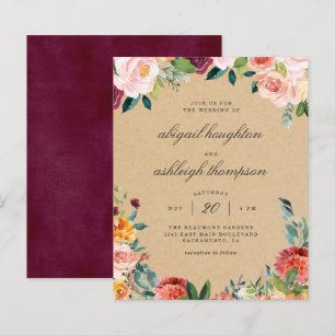 Papier Budget Kraft Burgundy Blush Pink FlorMariage