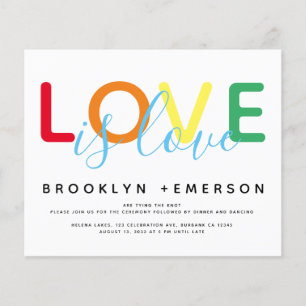 Papier BUDGET L'amour est amour Rainbow Modern Mariage