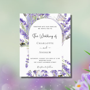 Papier Budget lavande faire-part de mariage à arche fleur
