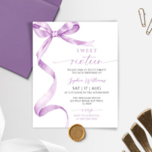 Papier Budget Lavender Bow Sweet 16 Anniversaire Invitati