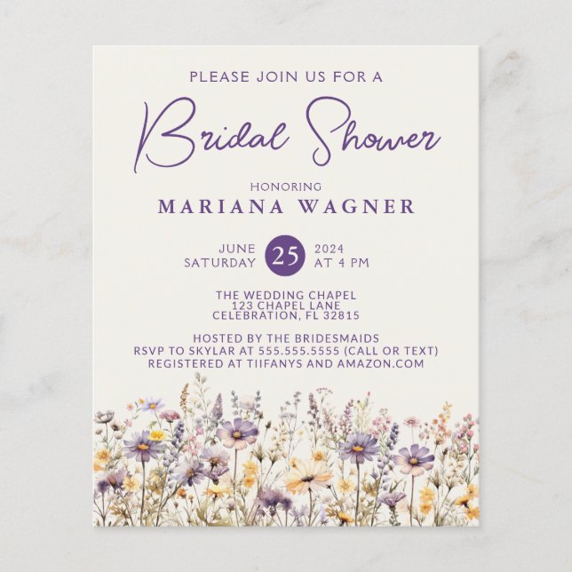 Papier Budget Lavender Fête des mariées Fleur sauvage bei (Devant)