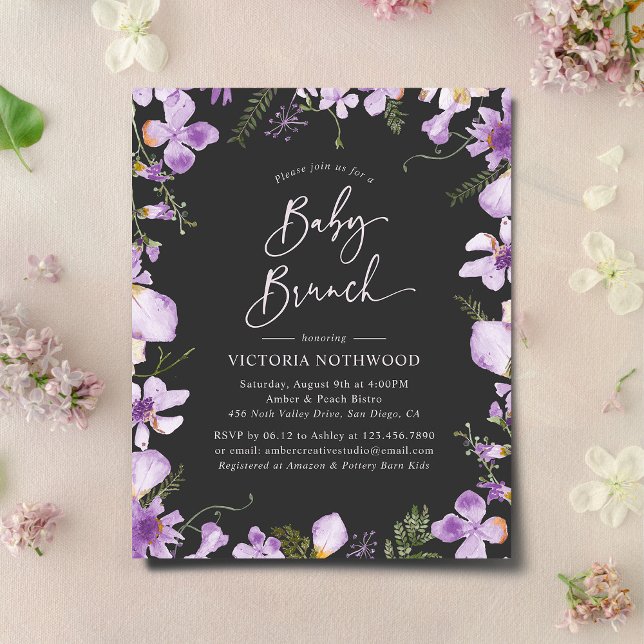 Papier Budget Lavender Flowers Baby Brunch Invitation (Créateur téléchargé)