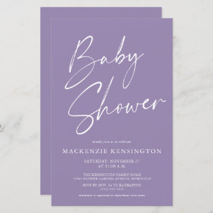 Papier Budget Lavender Purple Simple Script Baby shower