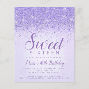 Papier Budget Léger Parties scintillant violet, Sweet 16 