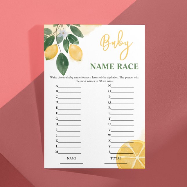 Papier Budget Lemon Baby Name Race Baby shower Jeu (Créateur téléchargé)