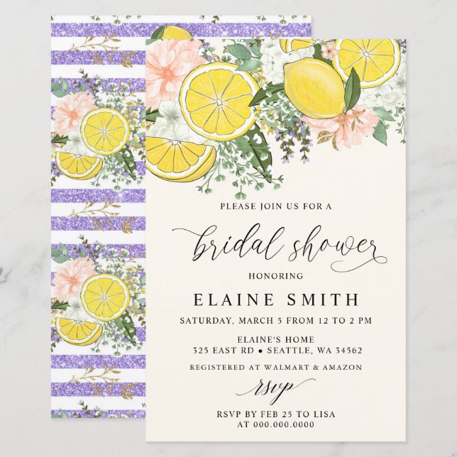 Papier Budget Lemon Lime Citrus Bridal Shower Invitation (Devant / Derrière)