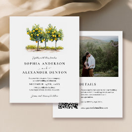 Papier Budget Lemon Tree Photo QR Code Mariage Invitation