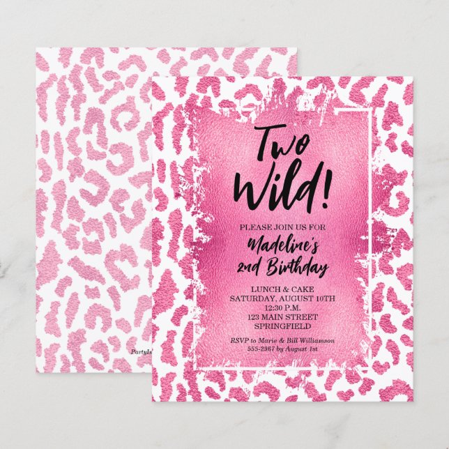 Papier Budget Leopard Two Wild 2e Anniversaire Invitation (Devant / Derrière)