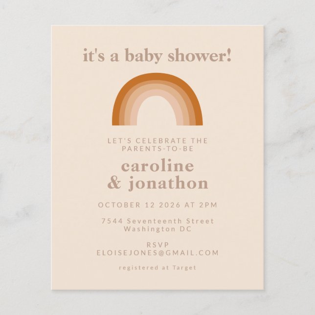 Papier Budget les années 70 Rainbow Terracotta Baby showe (Devant)