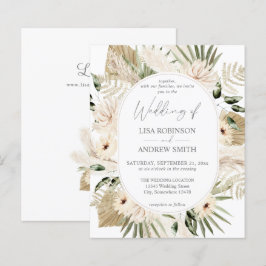 Papier Budget LG Texte Boho Pampas Grass Mariage Floral