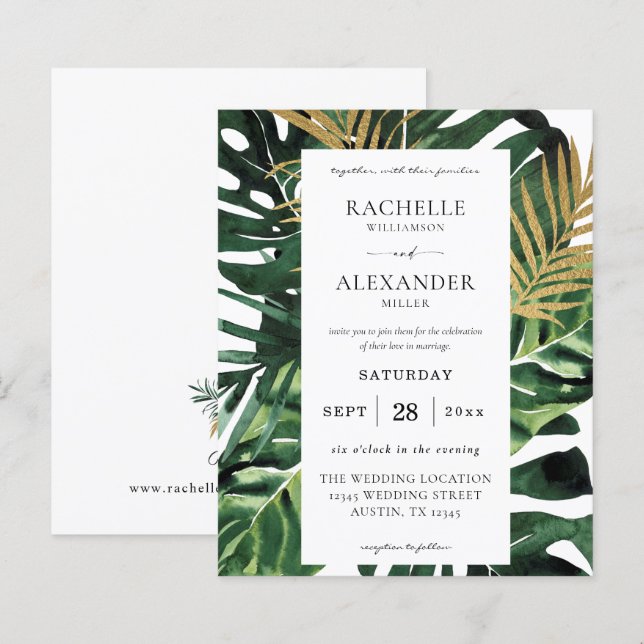 Papier Budget LG Tropical Palm Leaf Gold 1B Mariage (Devant / Derrière)