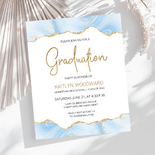 Papier Budget Light Blue Agate Graduation Party Invite