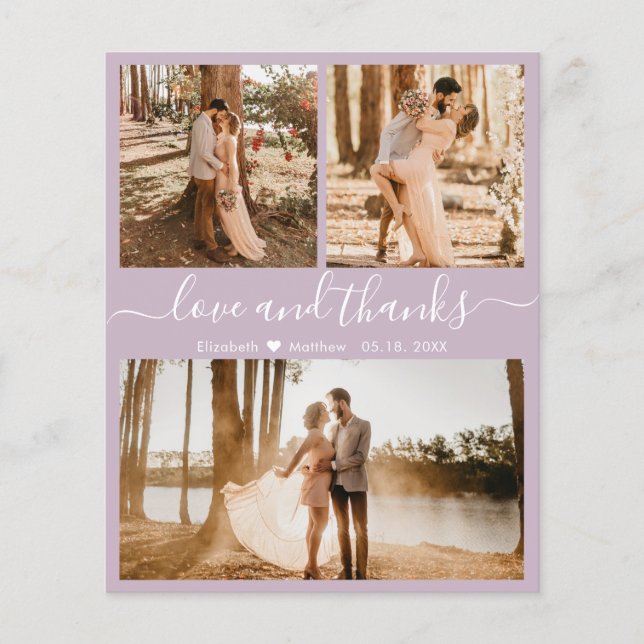 Papier Budget Lilac 3 Photo Collage Mariage Merci (Devant)
