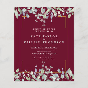 Papier Budget Lilac Floral Bourgogne Faire-part de mariag